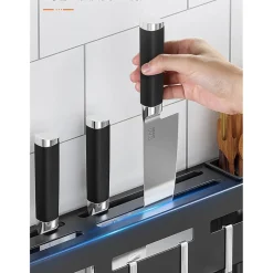 SUPPORTO PER COLTELLI IN ACCIAIO MULTIFUNZIONALE A PARETE MENSOLA DA CUCINA 50 CM