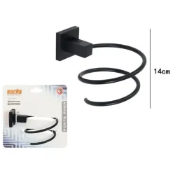 SUPPORTO PER PHON ASCIUGACAPELLI BAGNO CASA PALESTRA A MURO PARETE ACCIAIO NERO