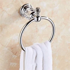 SUPPORTO PORTA ASCIUGAMANO ANELLO CRISTALLO ESY_52825 15X11CM MURO PARETE BAGNO