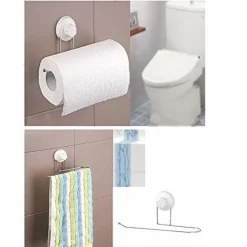 SUPPORTO PORTA ROTOLO SCOTTEX CON VENTOSA PLASTICA ACCIAIO A MURO PARETE BAGNO