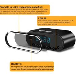 SVEGLIA OROLOGIO CON TELECAMERA SPIA NASCOSTA CON VISIONE NOTTURNA SORVEGLIANZA