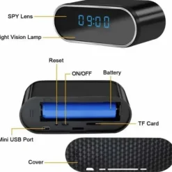 SVEGLIA OROLOGIO CON TELECAMERA SPIA NASCOSTA CON VISIONE NOTTURNA SORVEGLIANZA