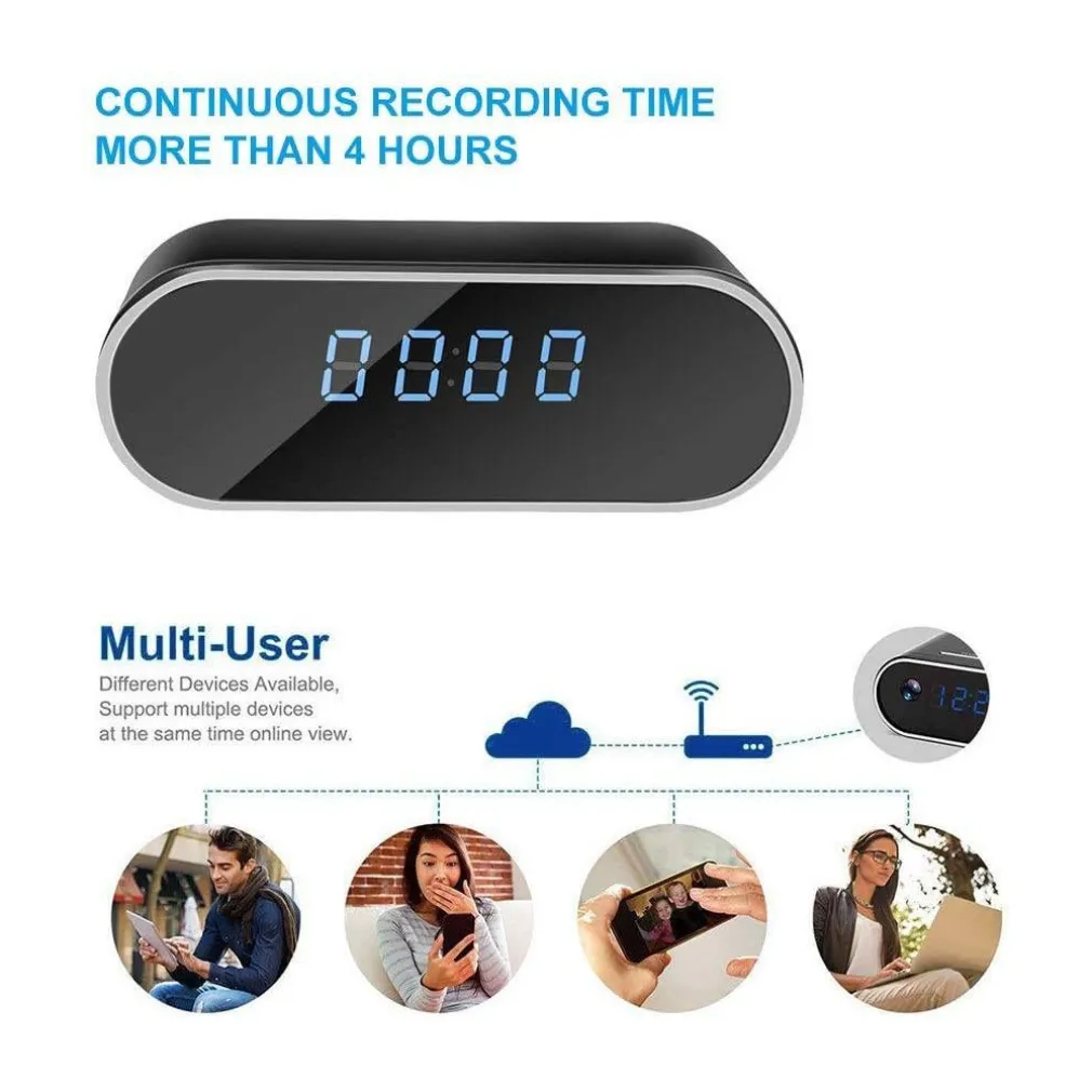 SVEGLIA OROLOGIO CON TELECAMERA SPIA NASCOSTA CON VISIONE NOTTURNA SORVEGLIANZA
