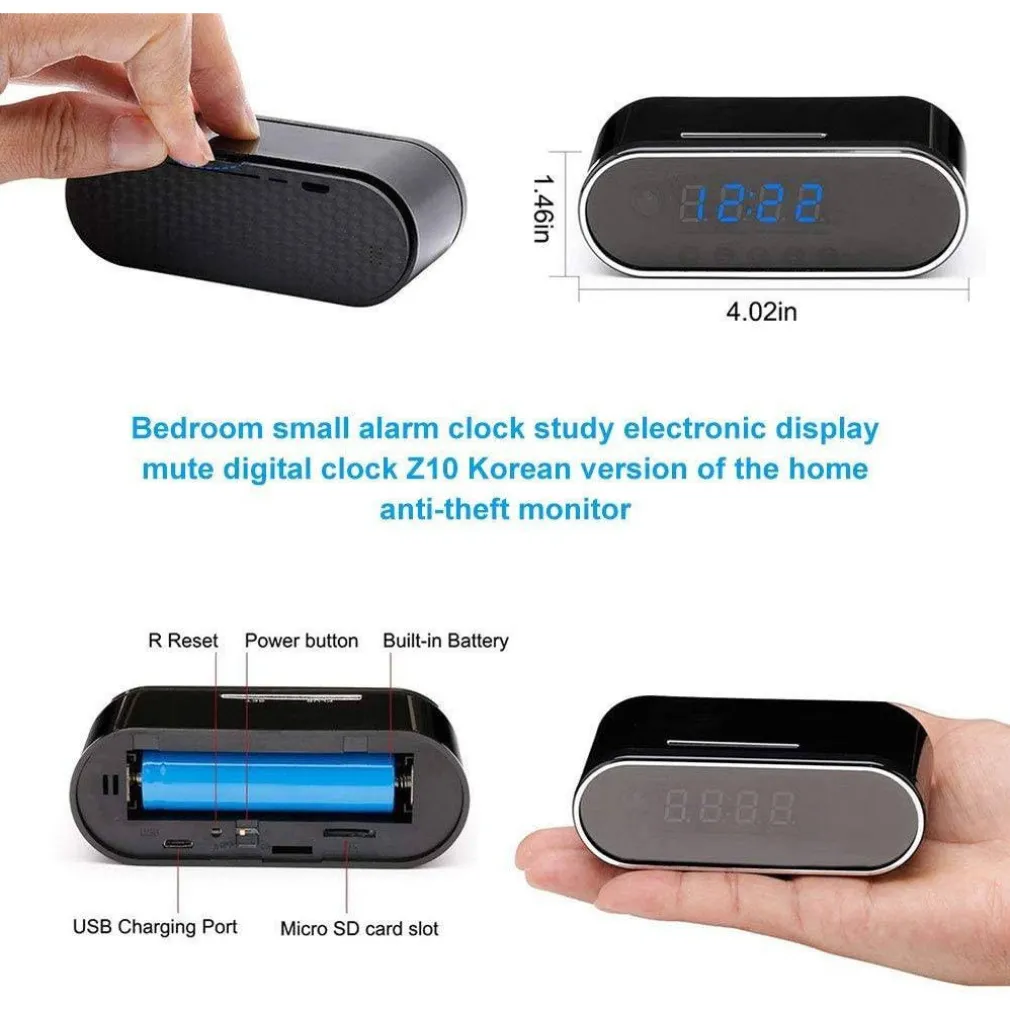 SVEGLIA OROLOGIO CON TELECAMERA SPIA NASCOSTA CON VISIONE NOTTURNA SORVEGLIANZA