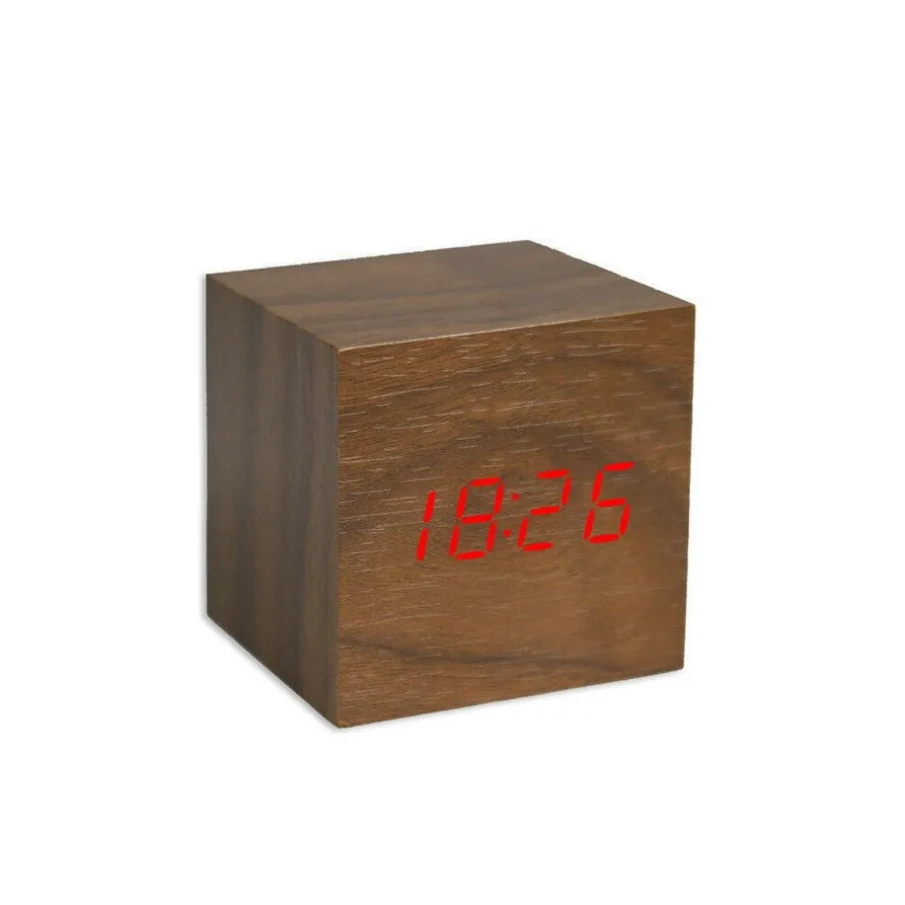 SVEGLIA OROLOGIO DIGITALE LED EFFETTO LEGNO CON SUONO ALLARME TEMPERATURA CUBO