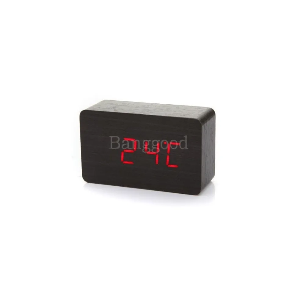 Sveglia Orologio Wooden Light LED Digital Alarm Clock Calendario Termometro