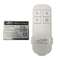 SWITCH + TELECOMANDO WIRELESS UNIVERSALE 3 CANALI TECNOLOGIA INTELLIGENTE TE-C