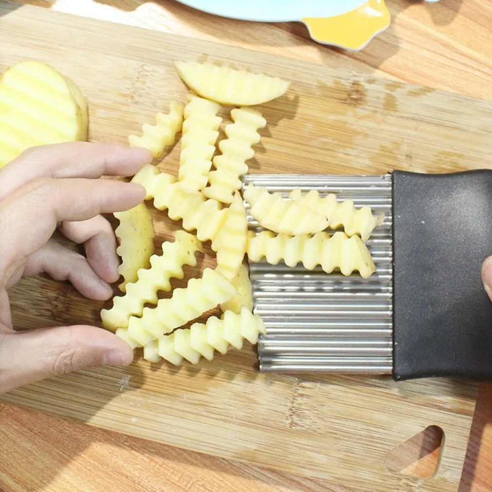 TAGLIA AFFETTA PIEGA MODELLA PATATE PATINE FRITTE ONDULATE EFFETTO CHIPS