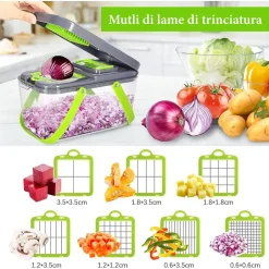 TAGLIA VERDURE MULTIFUNZIONE MANDOLINA MANUALE INOX AFFETTATRICE AFFETTATUTTO