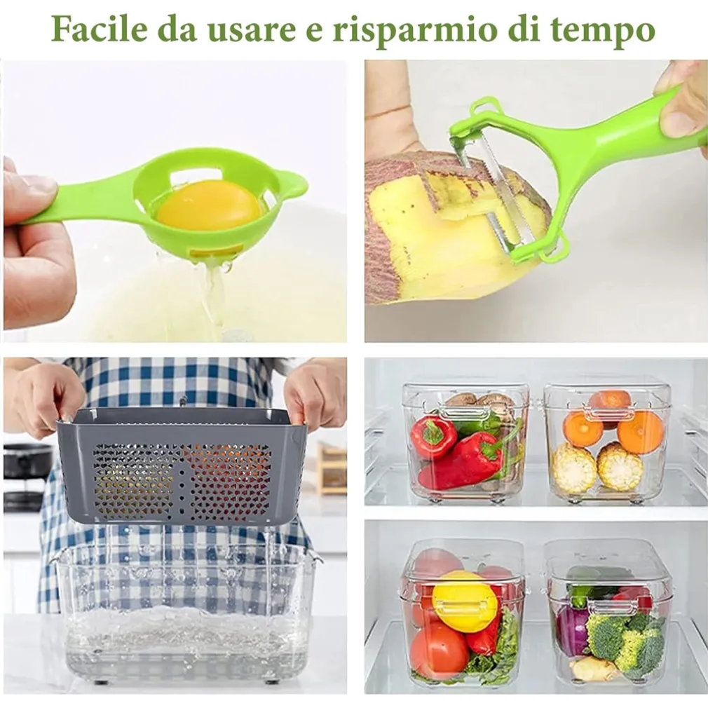 TAGLIA VERDURE MULTIFUNZIONE MANDOLINA MANUALE INOX AFFETTATRICE AFFETTATUTTO