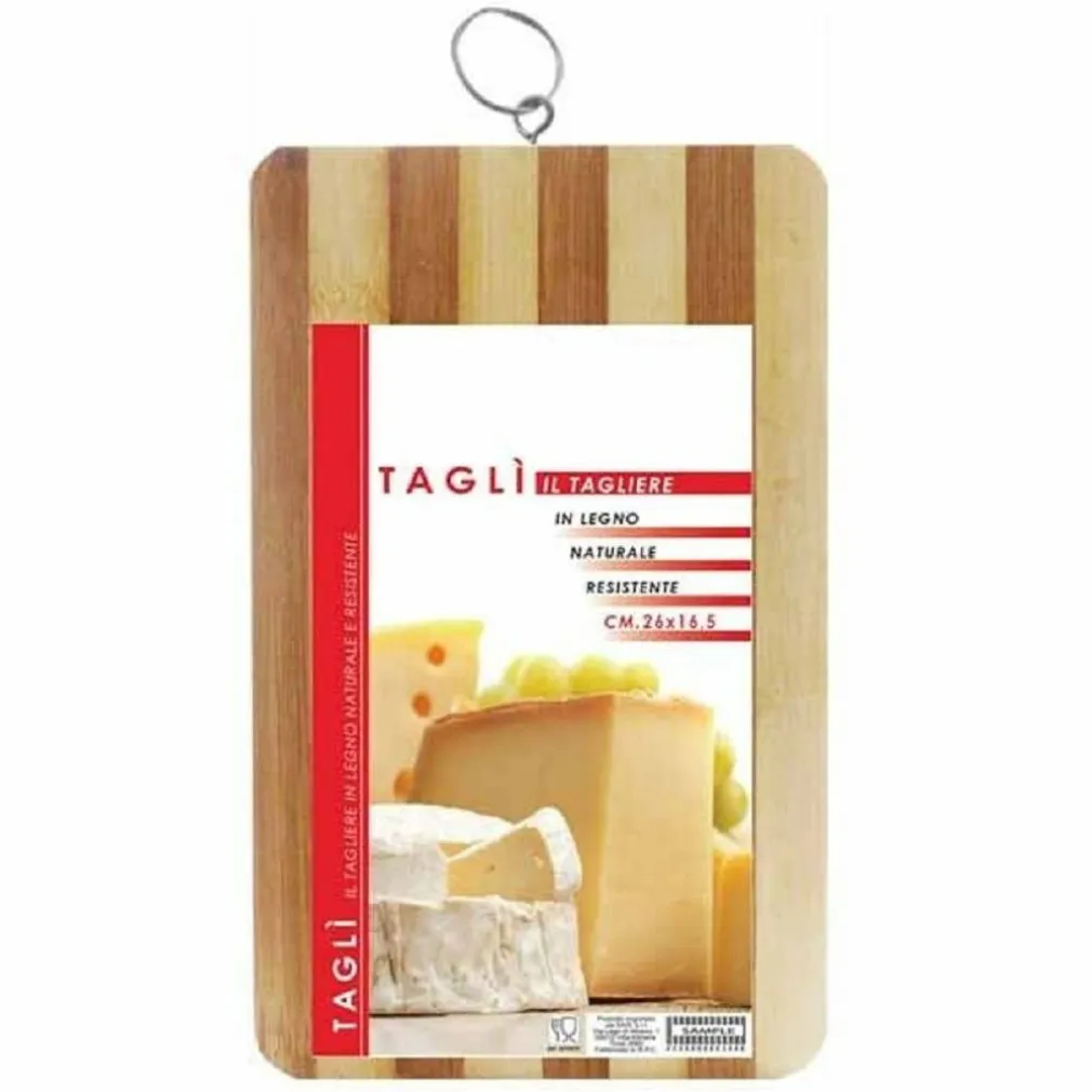 TAGLIERE IN LEGNO NATURALE RESISTENTE PER ALIMENTI CUCINA CASA 26X16,5 CM