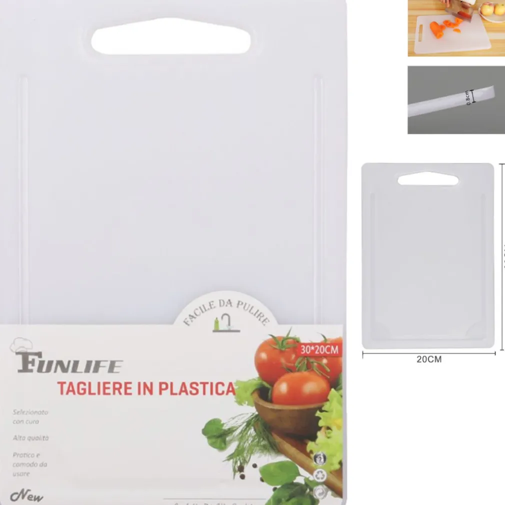 TAGLIERE IN PLASTICA CON CANALE SCANALATURA 30X20X0.8CM PER VERDURE FRUTTA 99409