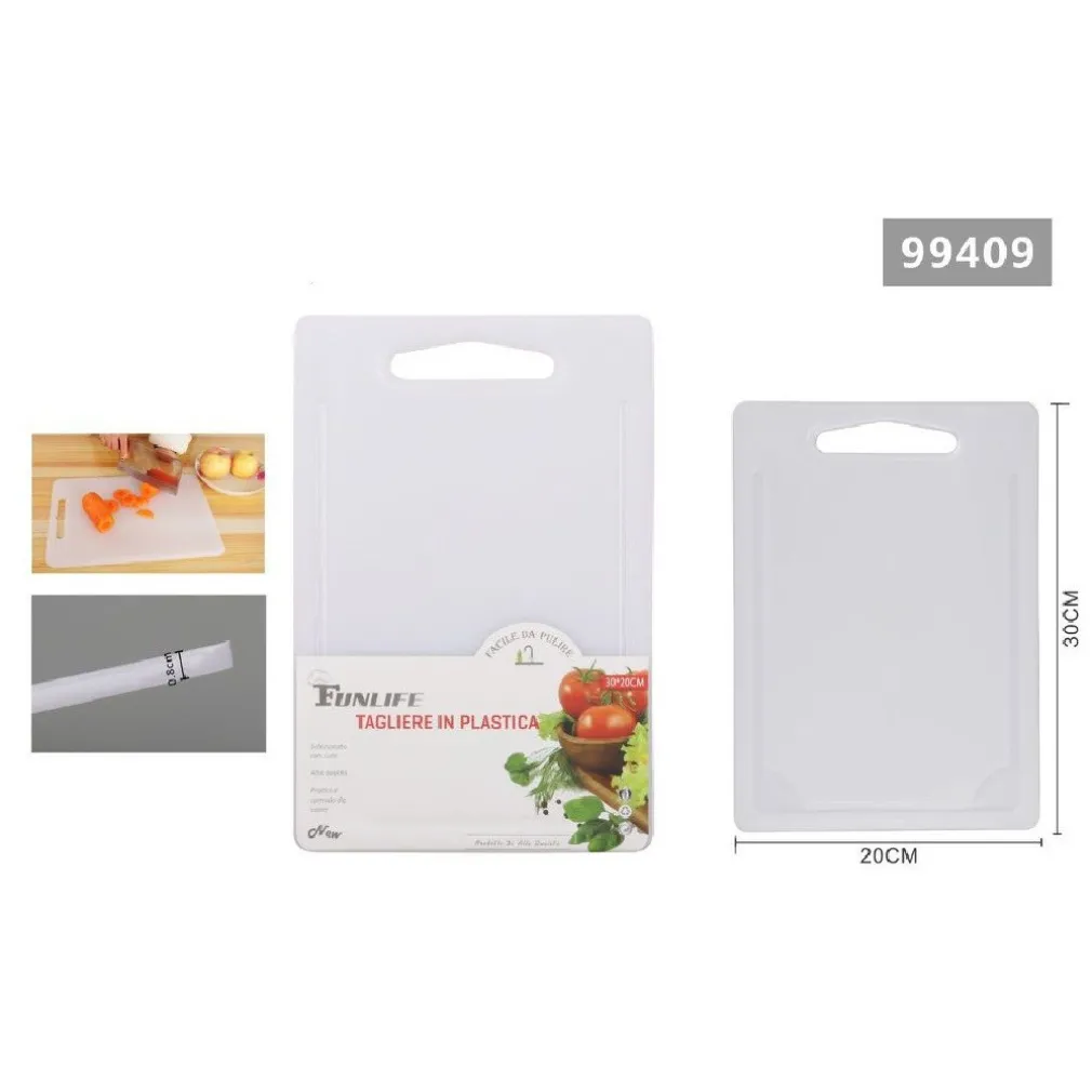 TAGLIERE IN PLASTICA CON CANALE SCANALATURA 30X20X0.8CM PER VERDURE FRUTTA 99409