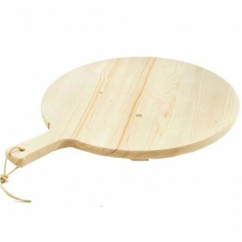 TAGLIERE PER PIZZA ROTONDO 38 CM IN LEGNO DI ABETE CON MANICO AFFETTATI CUCINA