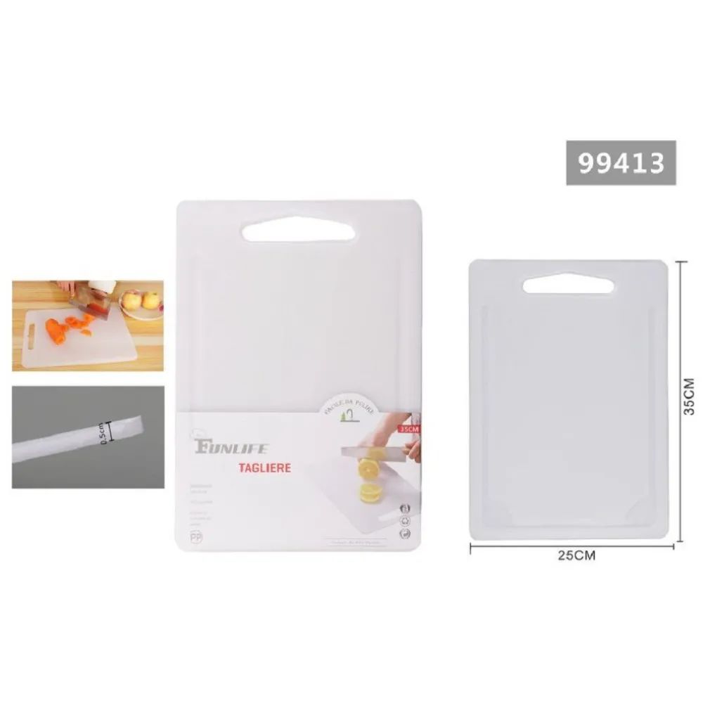 TAGLIERE PLASTICA CON CANALE SCANALATURA 35X25X0.5CM FRUTTA VERDURE CUCINA 99413