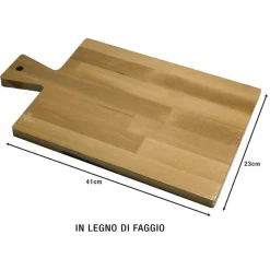 TAGLIERE VASSOIO PIANO DI LAVORO IN LEGNO DI FAGGIO CON MANICO 41X23CM CUCINA