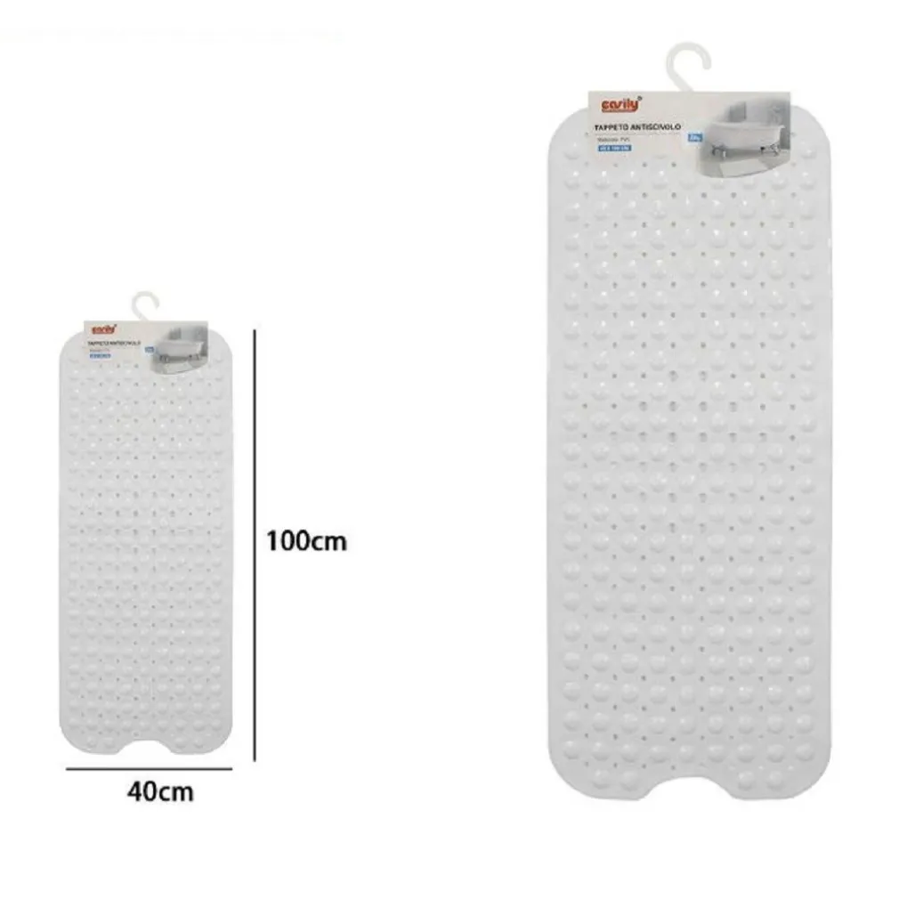 TAPPETINO PER VASCA ANTISCIVOLO 100 X 40 CM TAPPETO DOCCIA IN PVC 79738 BIANCA
