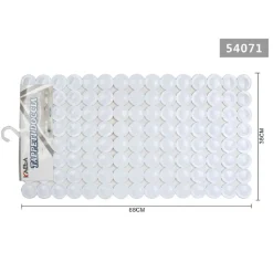 TAPPETO ANTISCIVOLO CERCHI BIANCO VASCA DOCCIA RETTANGOLARE BAGNO 38X68CM 54071