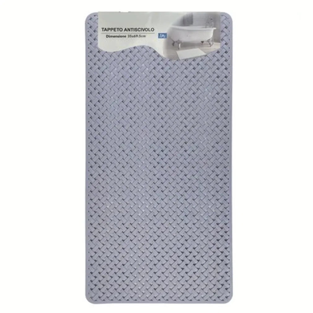 TAPPETO ANTISCIVOLO EFFETTO INTRECCIATO GRIGIO PER VASCA DA BAGNO DOCCIA 35X69.5CM 10796