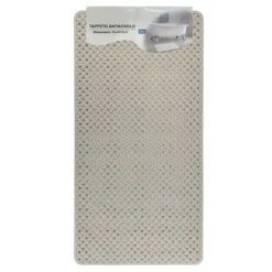 TAPPETO ANTISCIVOLO EFFETTO INTRECCIATO BEIGE PER VASCA DA BAGNO DOCCIA 35X69.5CM 10795