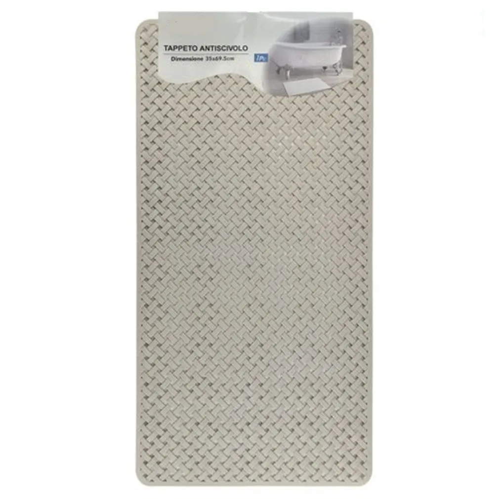TAPPETO ANTISCIVOLO EFFETTO INTRECCIATO BEIGE PER VASCA DA BAGNO DOCCIA 35X69.5CM 10795
