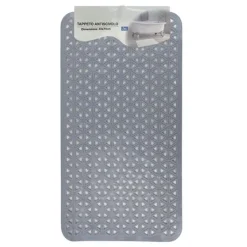 TAPPETO ANTISCIVOLO INTRECCIO GEOMETRICO GRIGIO PER VASCA DA BAGNO DOCCIA 40X74CM 10799