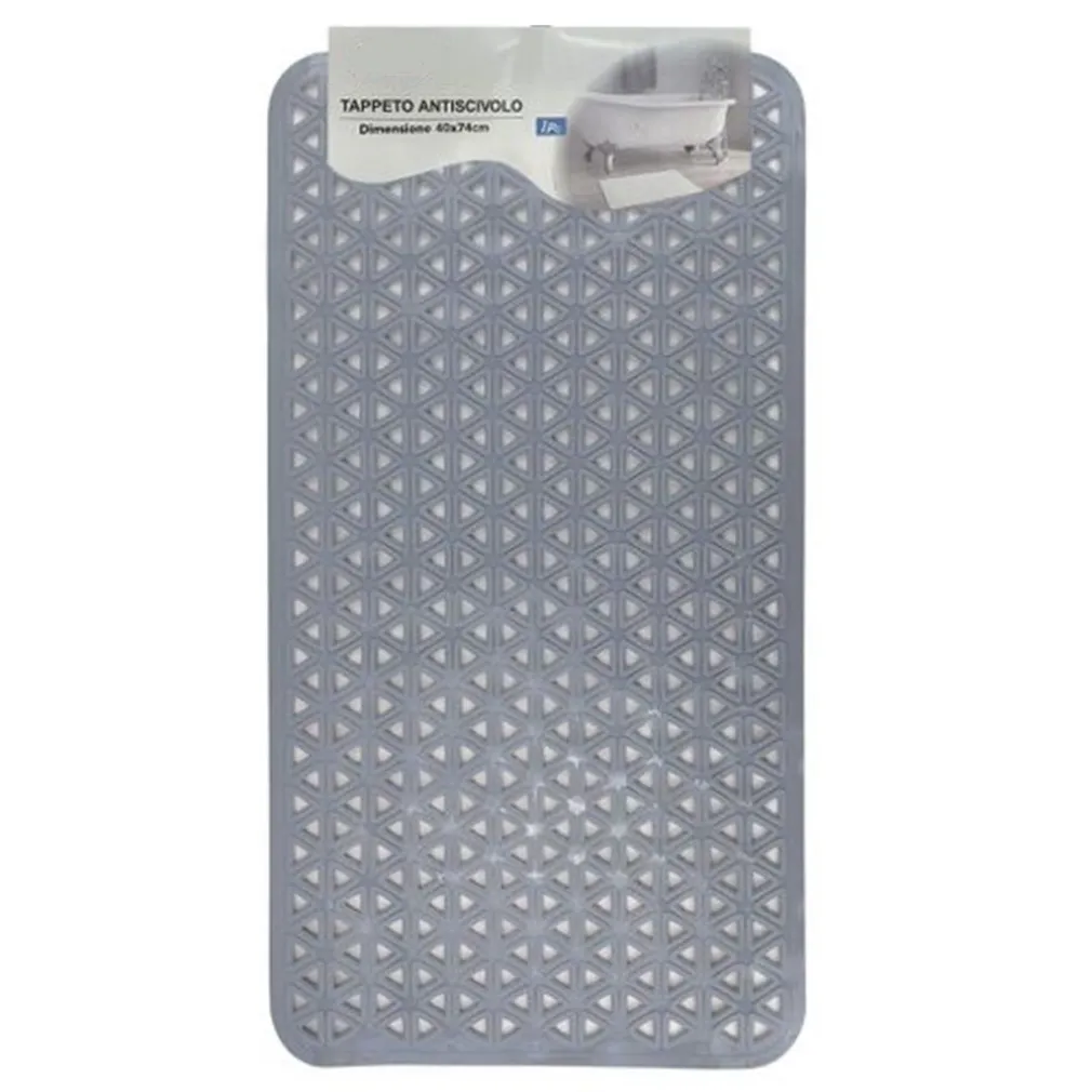 TAPPETO ANTISCIVOLO INTRECCIO GEOMETRICO GRIGIO PER VASCA DA BAGNO DOCCIA 40X74CM 10799