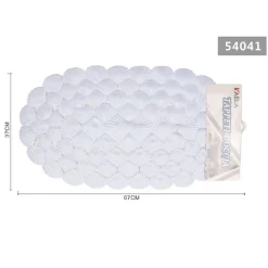 TAPPETO ANTISCIVOLO OVALE CON CONCHIGLIE BIANCO VASCA BAGNO DOCCIA 67X37CM 54041