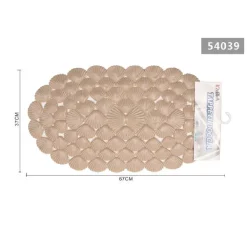 TAPPETO ANTISCIVOLO OVALE CON CONCHIGLIE BEIGE VASCA BAGNO DOCCIA 67X37CM 54039