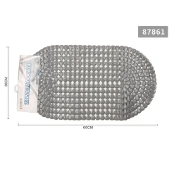 TAPPETO ANTISCIVOLO OVALE DIAMANTE GRIGIO PER VASCA BAGNO DOCCIA 36 X 66CM 87861