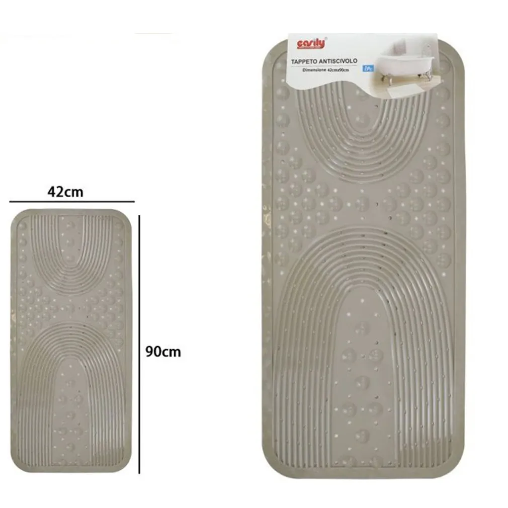 TAPPETO ANTISCIVOLO PER VASCA DA BAGNO DOCCIA TORTORA 42X90CM RETTANGOLARE 87554