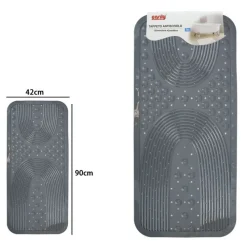 TAPPETO ANTISCIVOLO PER VASCA DA BAGNO DOCCIA GRIGIO 42X90 CM RETTANGOLARE 87555