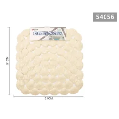 TAPPETO ANTISCIVOLO QUADRATO CONCHIGLIE BEIGE VASCA BAGNO DOCCIA 51X51 CM 54056