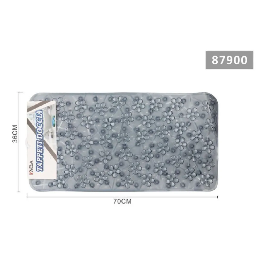 TAPPETO ANTISCIVOLO RETTANGOLARE BAGNO VASCA DOCCIA LOTO GRIGIO 36 X 70 CM 87900