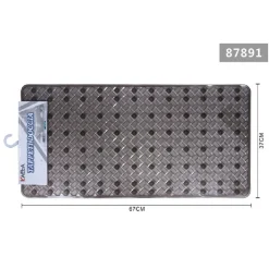 TAPPETO ANTISCIVOLO RETTANGOLO PER BAGNO DOCCIA INTRECCIATO GRIGIO 37X67CM 87891