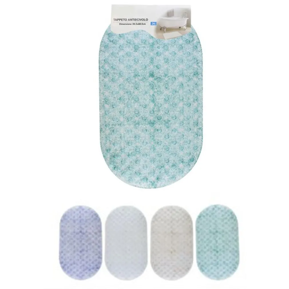 TAPPETO ANTISCIVOLO TAPPETINO PER VASCA BAGNO DOCCIA 38.5X68.5CM OVALE COLORATO 87559