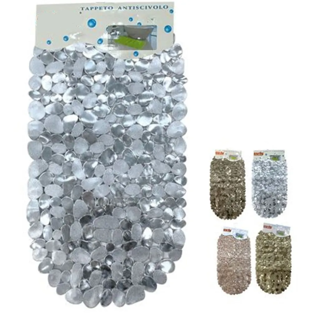 TAPPETO ANTISCIVOLO TAPPETINO DESIGN SASSOLINI PER VASCA BAGNO DOCCIA 68X35CM 59310