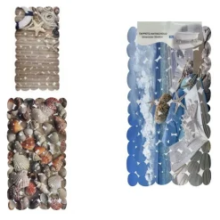 TAPPETO ANTISCIVOLO TAPPETINO A SASSI CON TEMA MARINO PER VASCA BAGNO DOCCIA 35X68CM 10787