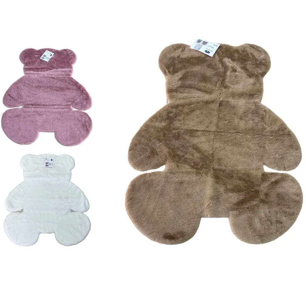 TAPPETO CUTE ORSETTO PELLICCIA FLUFFY VARI COLORI LIVING STANZA DA LETTO 90X120