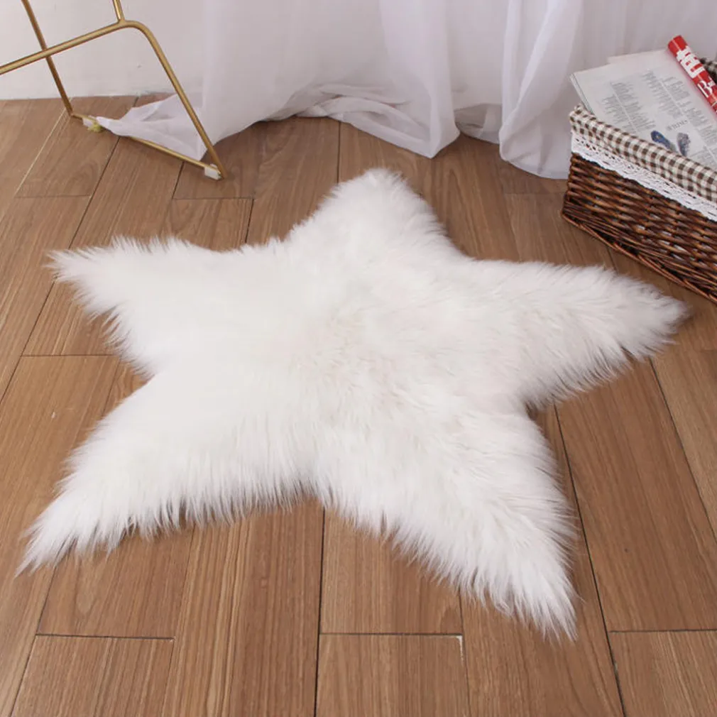 TAPPETO CUTE STELLA PELLICCIA FLUFFY VARI COLORI LIVING STANZA DA LETTO 90X90 CM