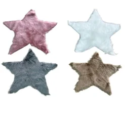 TAPPETO CUTE STELLA PELLICCIA FLUFFY VARI COLORI LIVING STANZA DA LETTO 90X90 CM