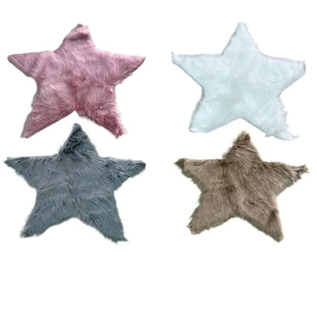TAPPETO CUTE STELLA PELLICCIA FLUFFY VARI COLORI LIVING STANZA DA LETTO 90X90 CM