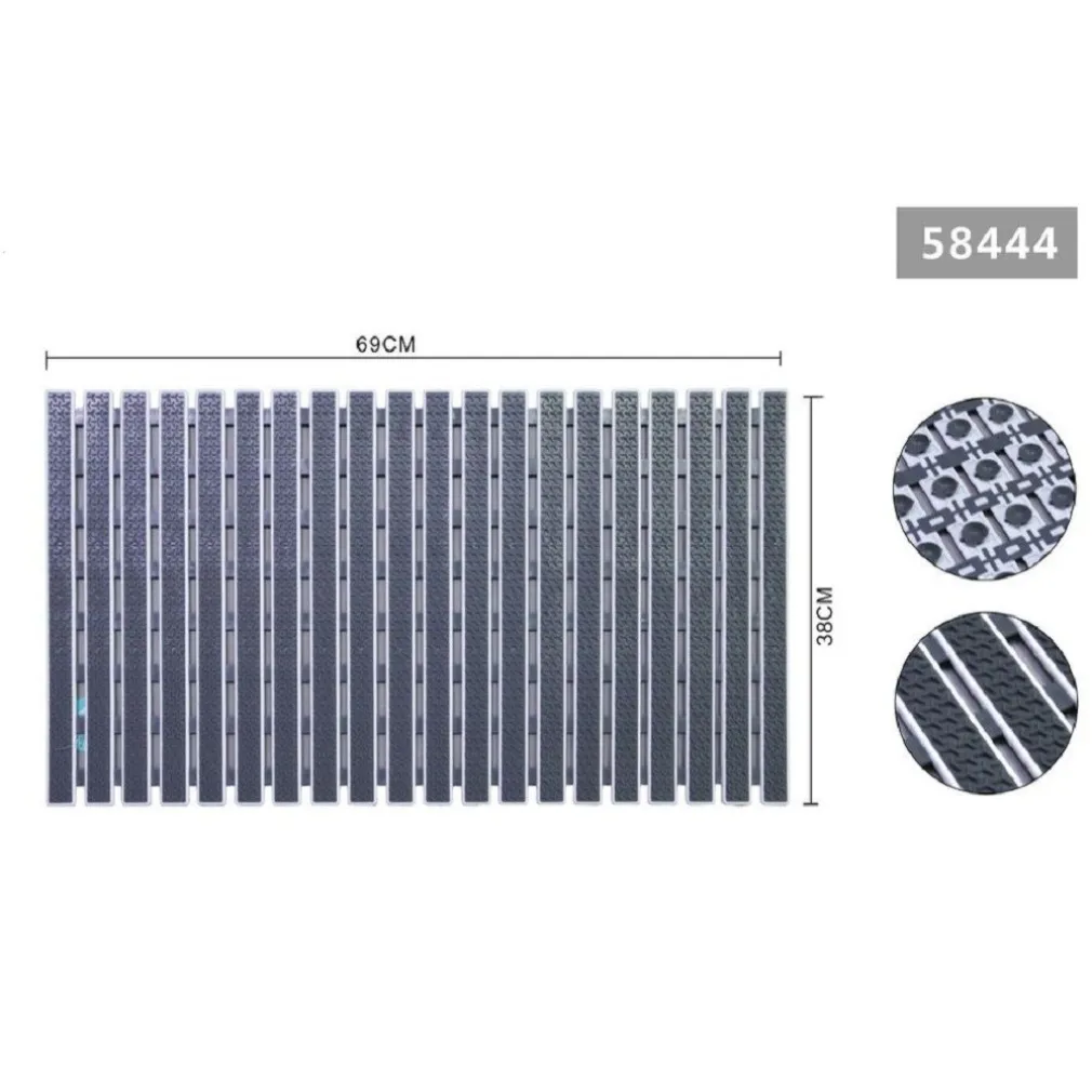 TAPPETO DOCCIA ANTISCIVOLO 69X38CM TAPPETINO VASCA BAGNO RETTANGOLARE GRIGIO 58444