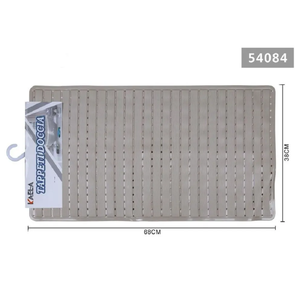 TAPPETO DOCCIA VASCA BAGNO ANTISCIVOLO 38X68 CM RETTANGOLARE A RIGHI BEIGE 54084