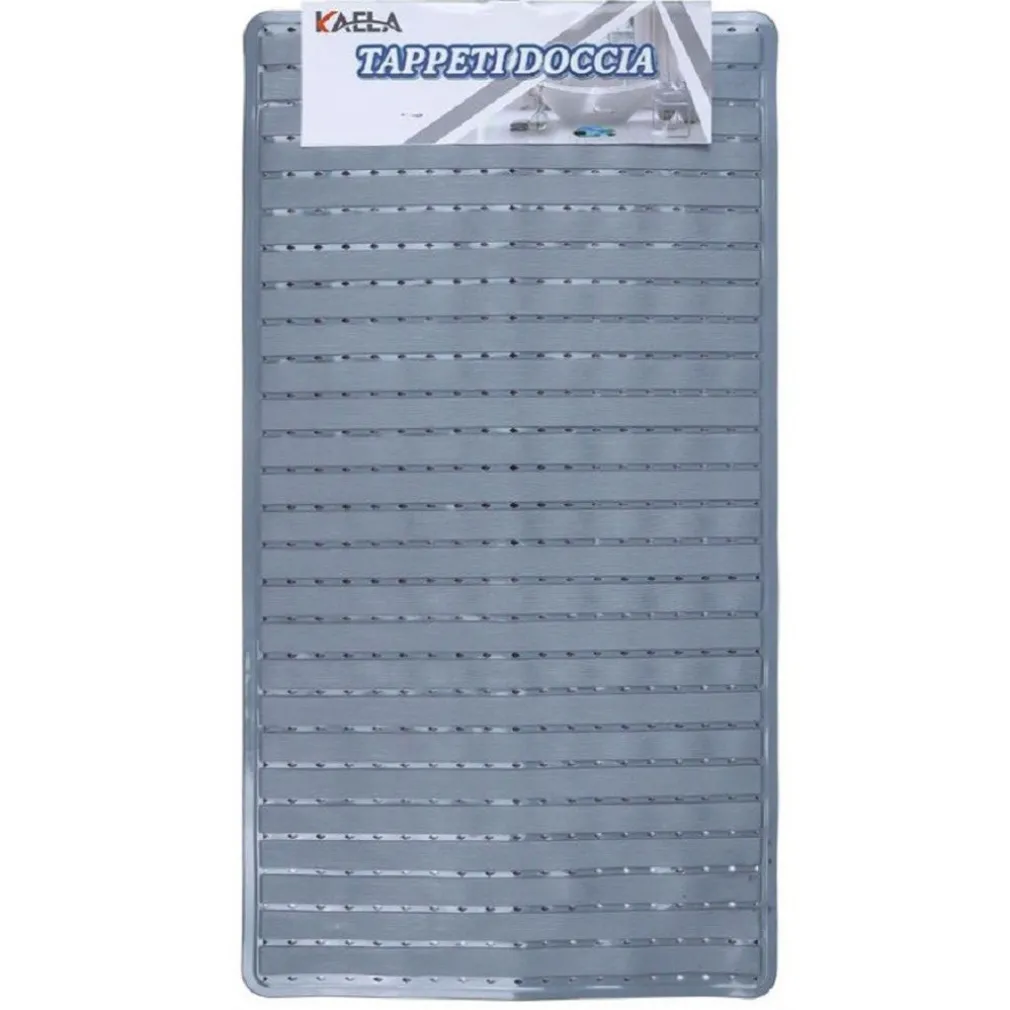 TAPPETO DOCCIA VASCA BAGNO ANTISCIVOLO 38X68CM RETTANGOLARE A RIGHI GRIGIO 54085