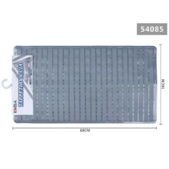 TAPPETO DOCCIA VASCA BAGNO ANTISCIVOLO 38X68CM RETTANGOLARE A RIGHI GRIGIO 54085