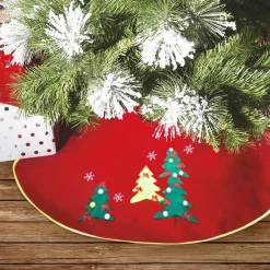 TAPPETO GONNA COPERTURA BASE ALBERO DI NATALE 100CM ROSSO DECORAZIONI NATALIZIE