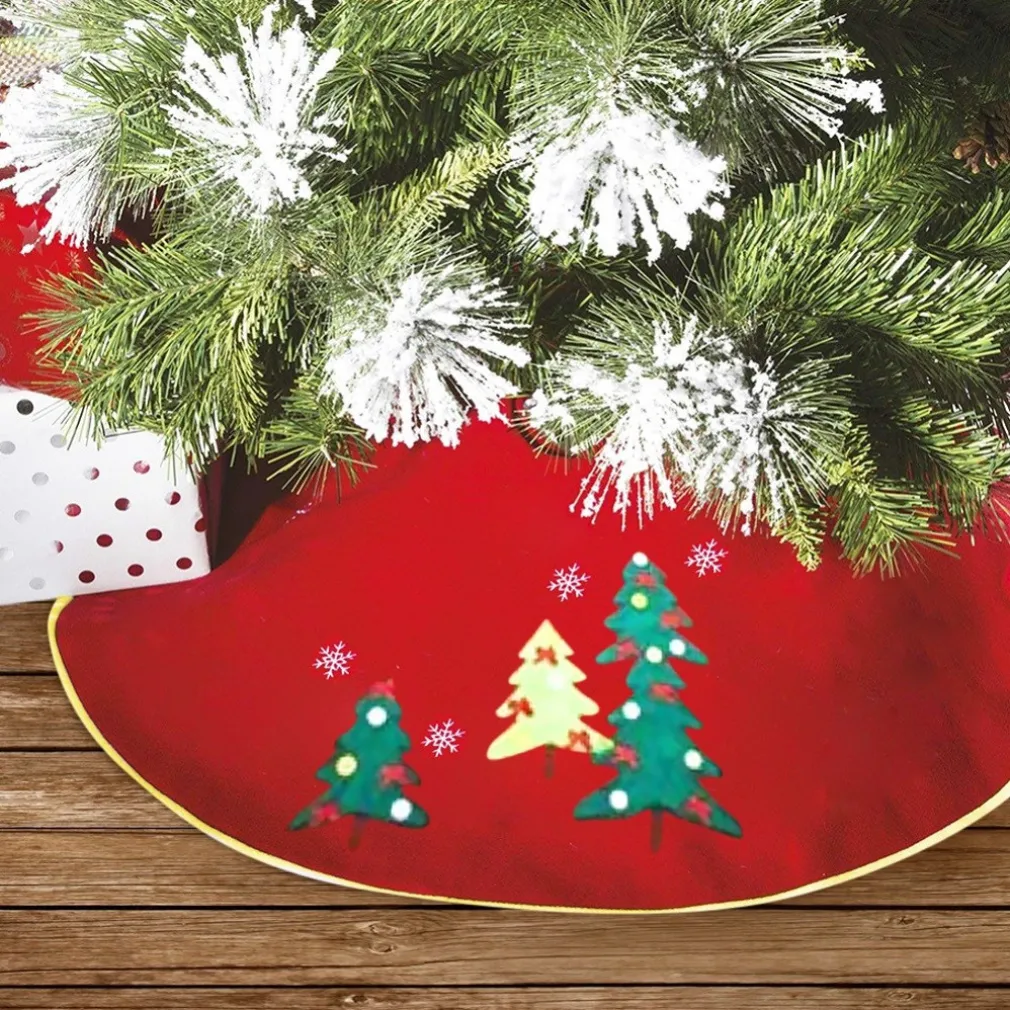 TAPPETO GONNA COPERTURA BASE ALBERO DI NATALE 100CM ROSSO DECORAZIONI NATALIZIE