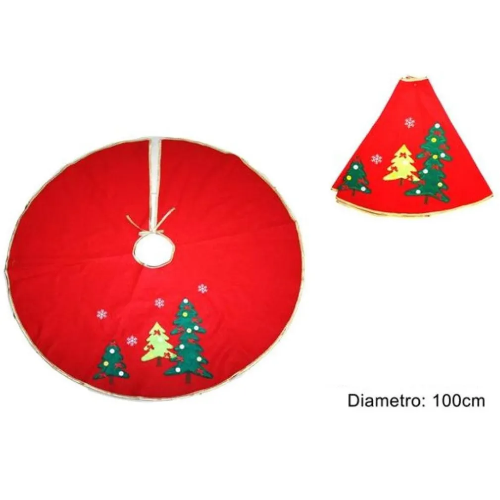 TAPPETO GONNA COPERTURA BASE ALBERO DI NATALE 100CM ROSSO DECORAZIONI NATALIZIE