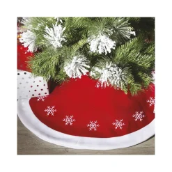 TAPPETO GONNA COPERTURA BASE ALBERO DI NATALE 105CM ROSSO DECORAZIONI NATALIZIE